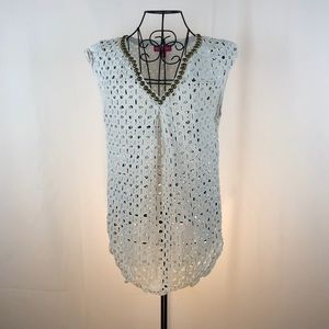 Lilly Pulitzer cotton eyelet lace cap sleeve top S
